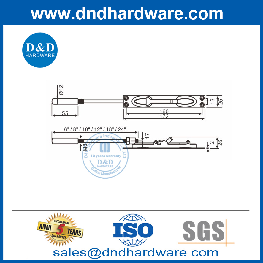 Stainless Steel Antique Brass Finish Manual Flush Bolt for Doors-DDDB011