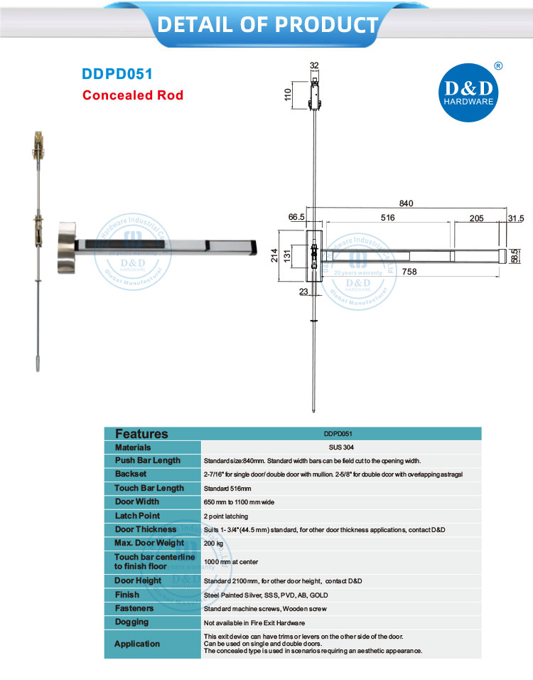 Concealed Panic Bar Concealed Panic Bar