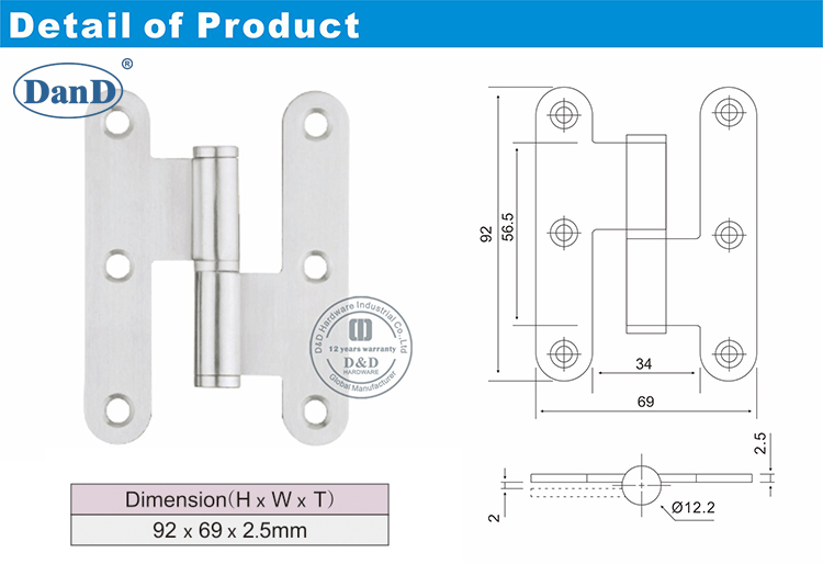 Stainless Steel Round H Hinge-D&D Hardware
