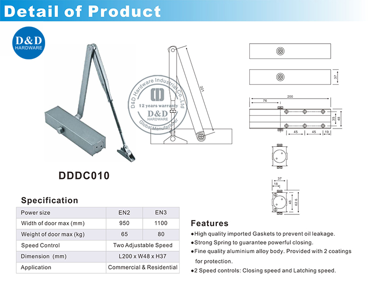 Exterior Door Closer-DDDC010-D&D Hardware
