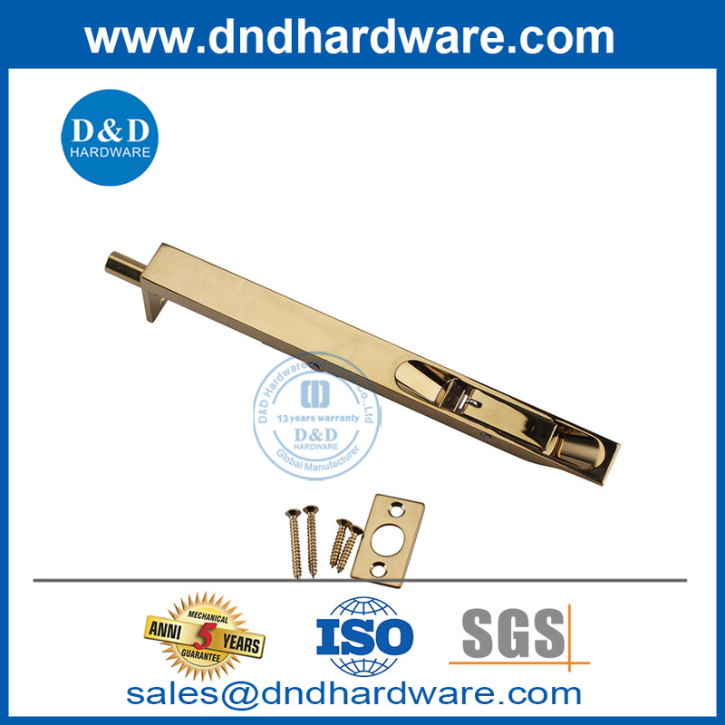 Polished Brass 8 Inch Solid Casting SS304 Gold Safety Flush Bolt-DDDB001