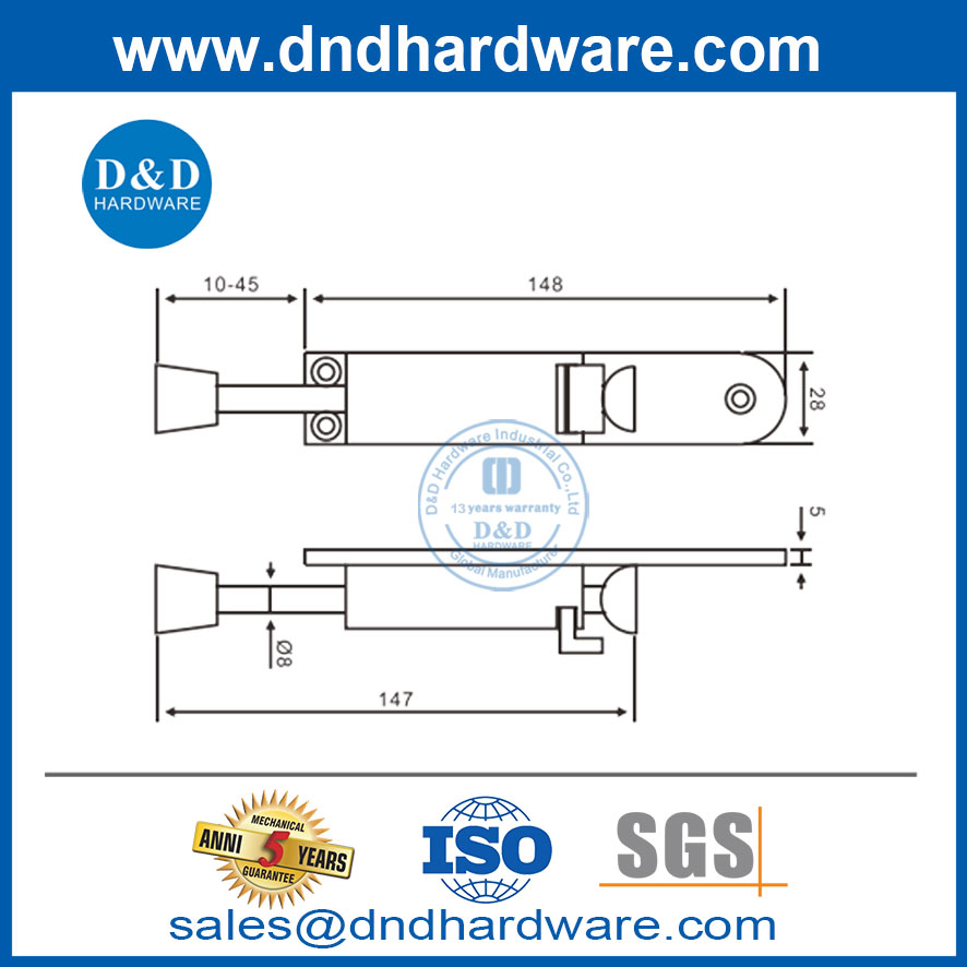 Stainless Steel Spring Foot Operated Door Stopper on Door-DDDS034