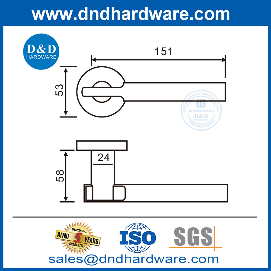 European Door Handles Stainless Steel Commercial Lever Door Handle for House-DDSH047