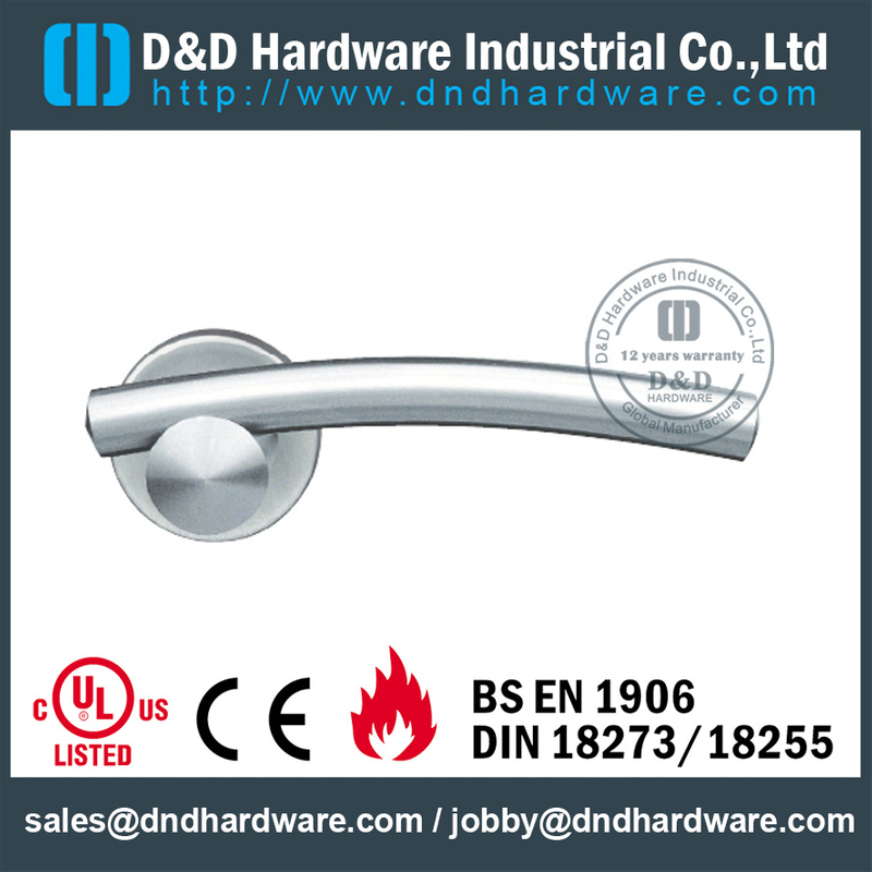 Stainless steel modern crank solid lever door handle for Commercial Door- DDSH107