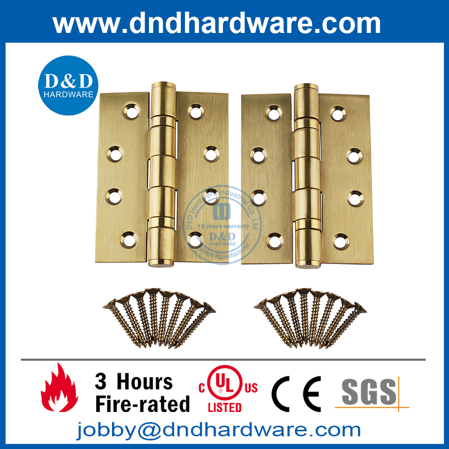 SS304 4x3x3 Polished Brass Stain Fire RatedDoor Hinge for Indoor Door -DDSS001