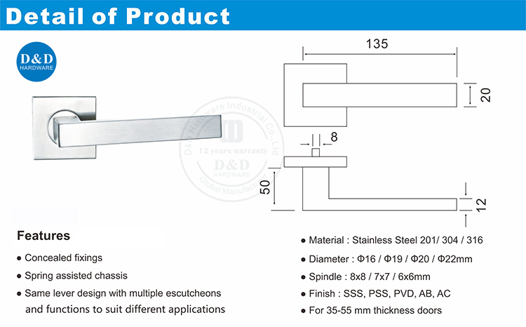 Commercial Door Handle-DDTH020-D&D Hardware