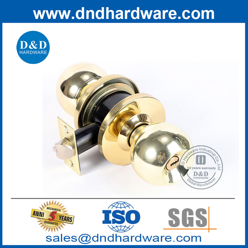Polish Brass Ball Type Institutional Lock Set for Wood Door-DDLK066