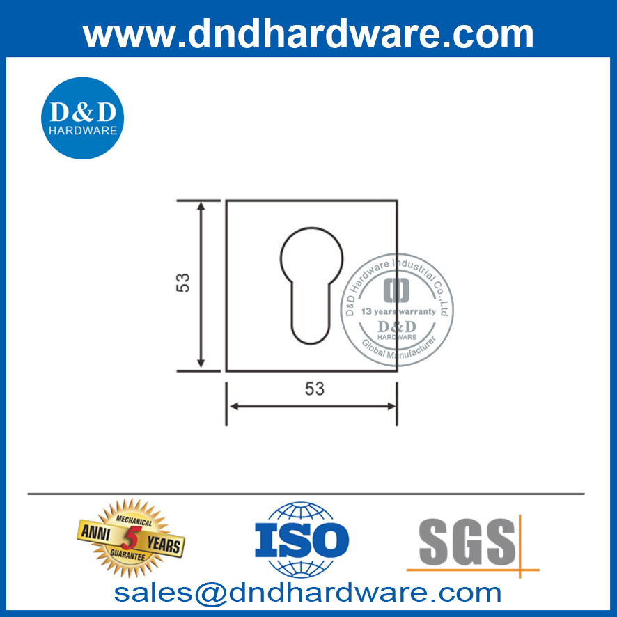 Stainless Steel Square Door Lever Handle Escutcheon for Metal Door-DDES002