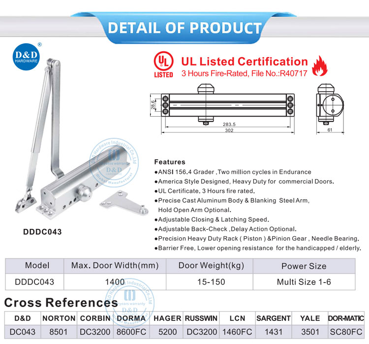 Fire Rated Internal Door Closer Fire Rated Internal Door Closer