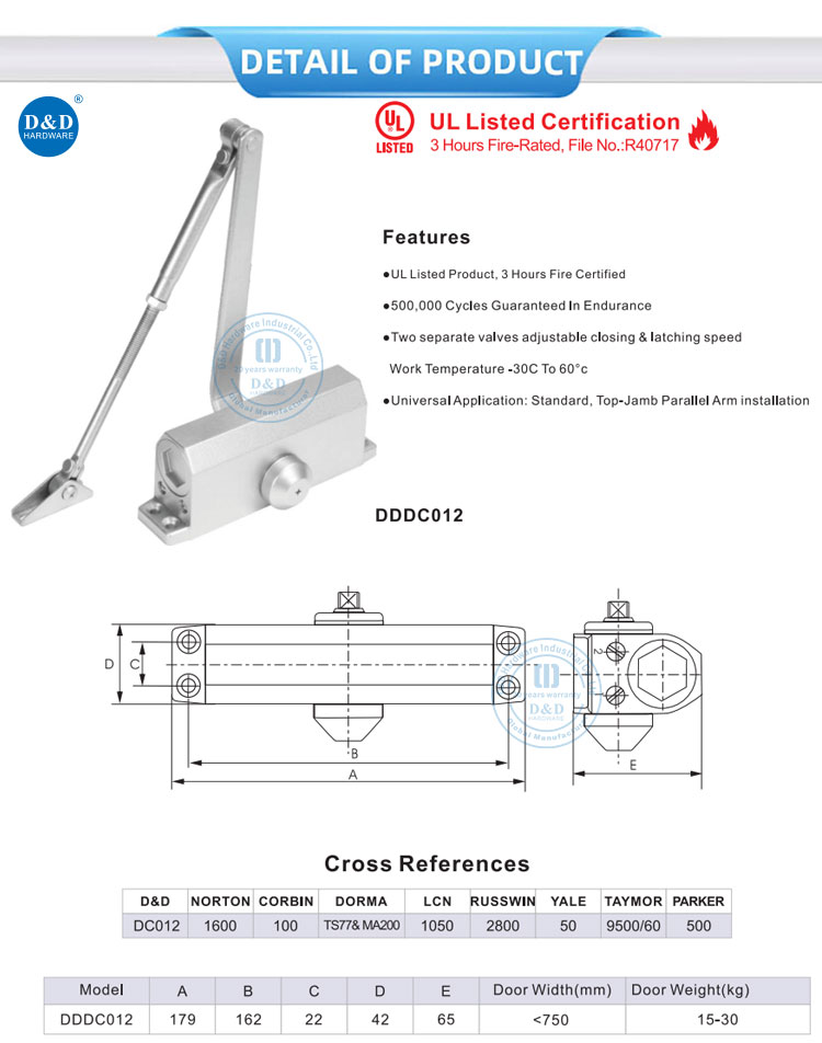 UL Certified Outside Fire Door Closer UL Certified Outside Fire Door Closer