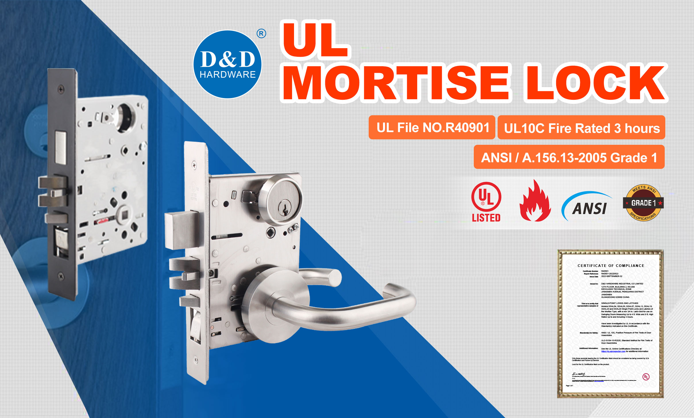 UL Fire-Rated Door Lock