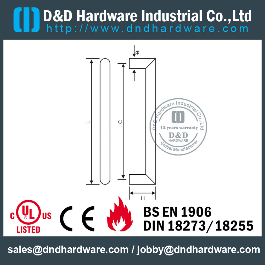 SUS316 Tube Mitred Pull Handle-D&D Hardware