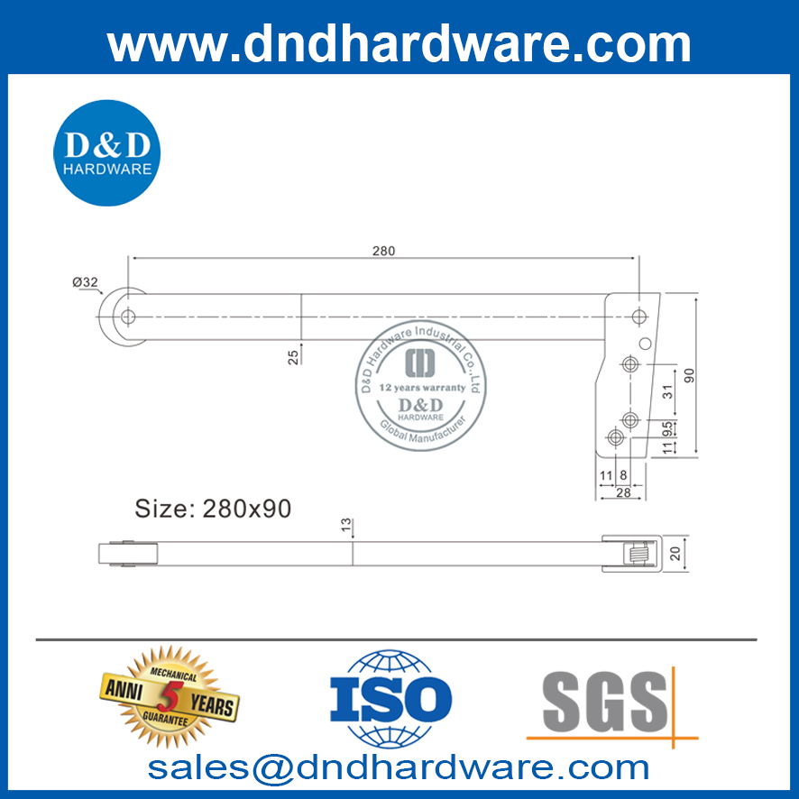 Stainless Steel Universal Door Coordinator for Double Door-DDDR002-A
