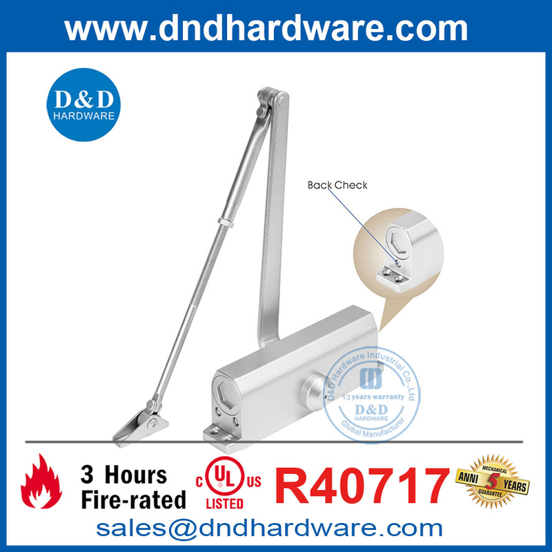 Aluminium Alloy UL Listed Fireproof Backcheck Front Door Closer for Hotel-DDDC027BC