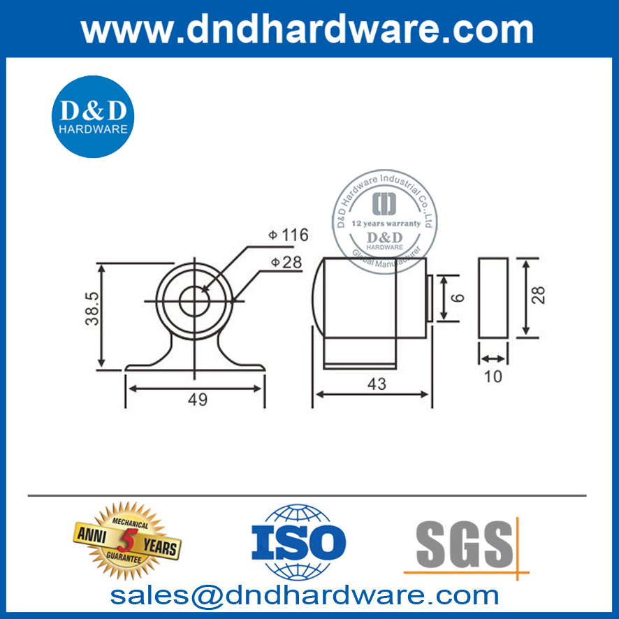 Best Zinc Alloy Types of Magnetic Door Stopper Security-DDDS033