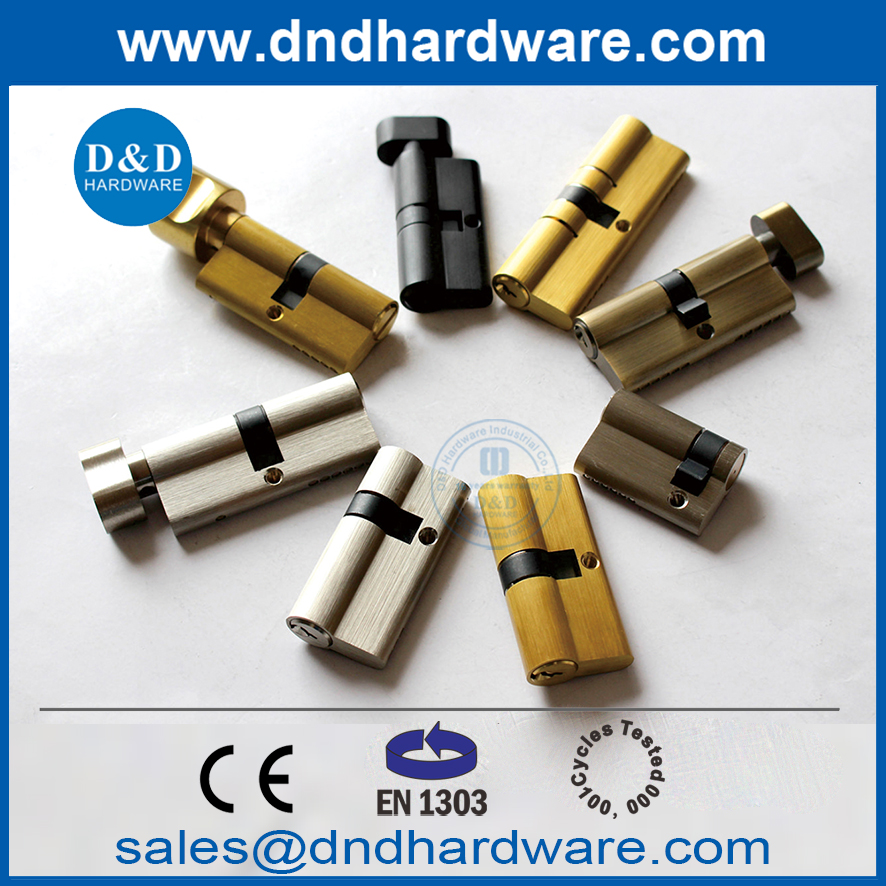 3 Keys Solid Brass Half Cylinder Door Lock Cylinder 40-55mm for Wooden Door-DDLC010