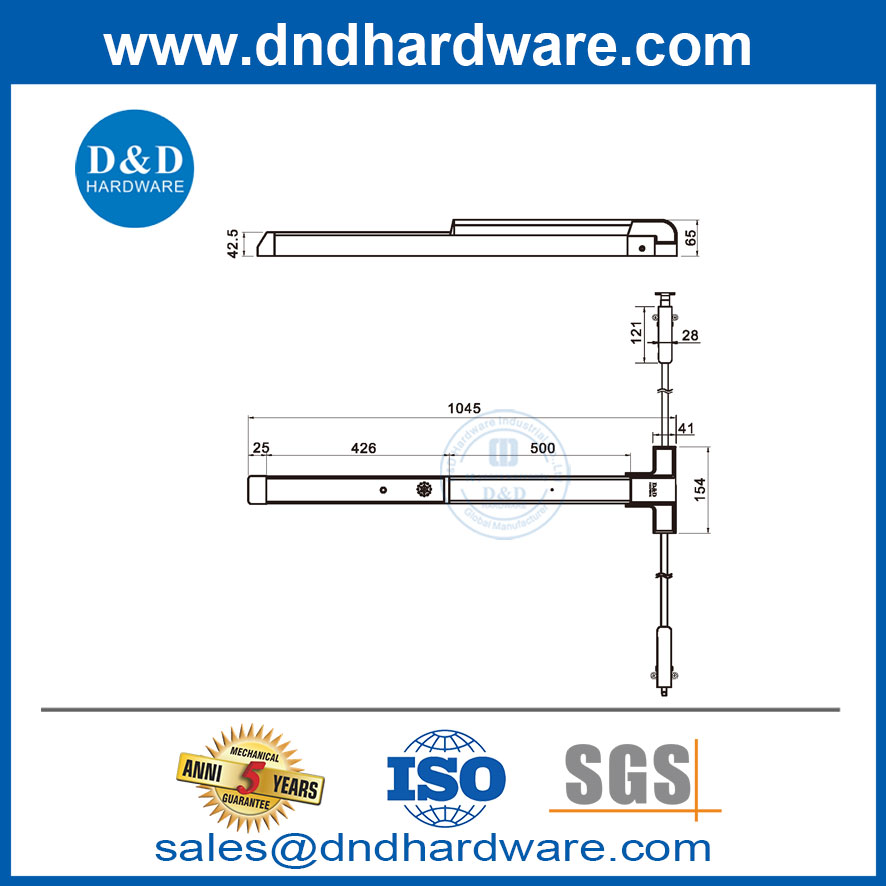 Door with Panic Hardware Factory Supplier Stainless Steel Alarmed Panic Bar-DDPD030