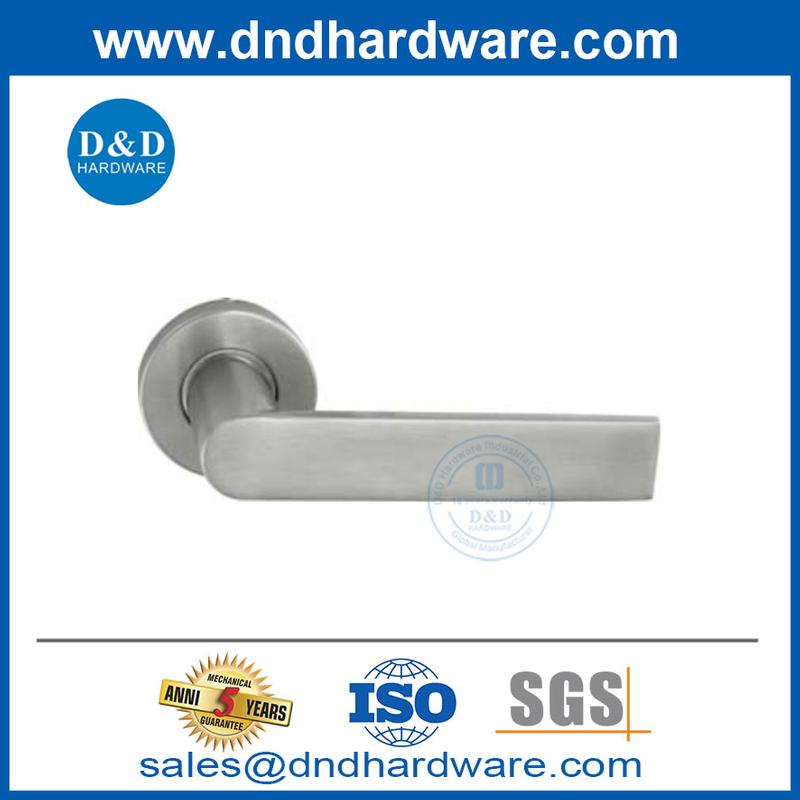 Front Door Handles Stainless Steel Lever Handle on Rosette for Security Door-DDTH043
