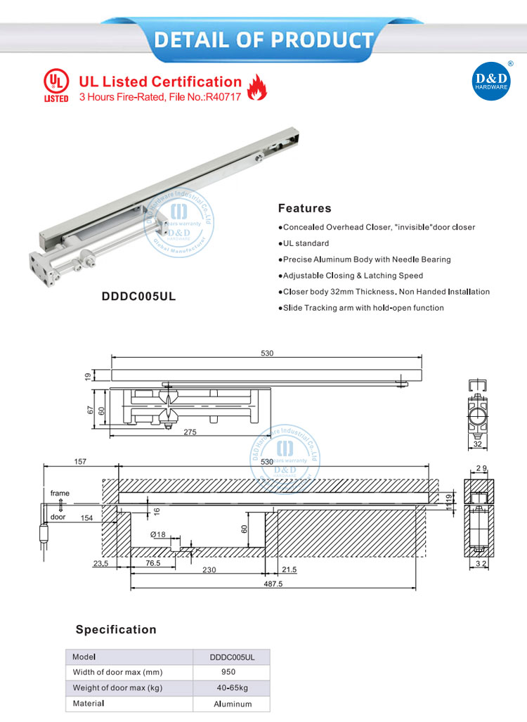 Fire Rated UL Sliding Door Closer Fire Rated UL Sliding Door Closer