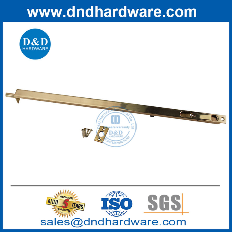 Brass 12” Hidden Polished Gold Flush Bolt for House Front Door-DDDB002