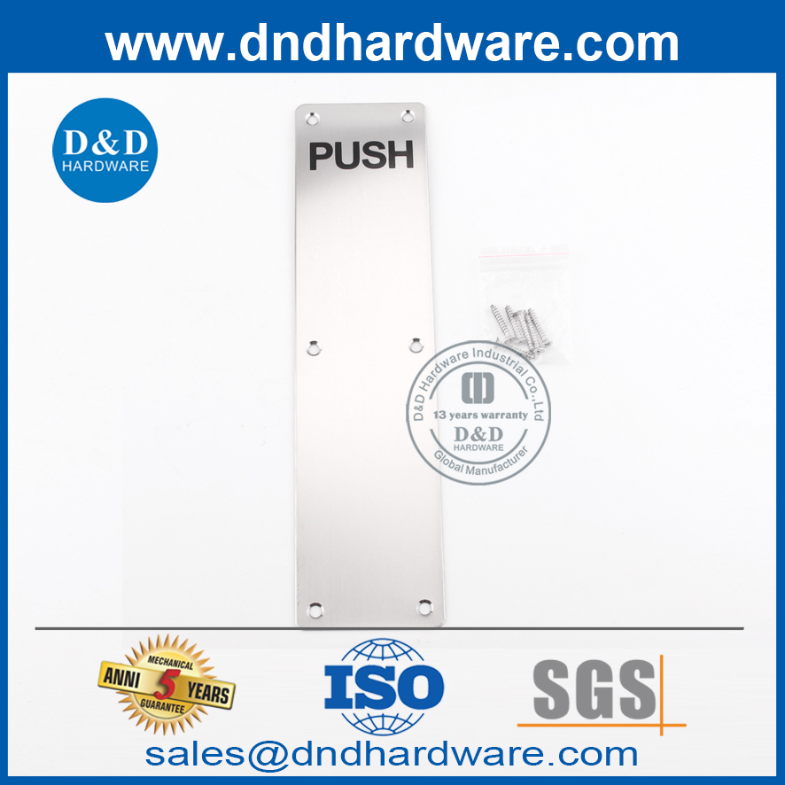 High Quality Stainless Steel Push Plate for Outside Wooden Door-DDSP005
