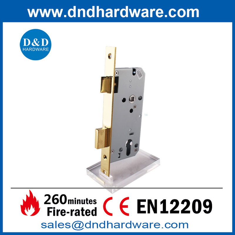 Gold Deadbolt Locks EN12209 Fire Rated SS304 Polished Brass Bedroom Door Lock-DDML009 