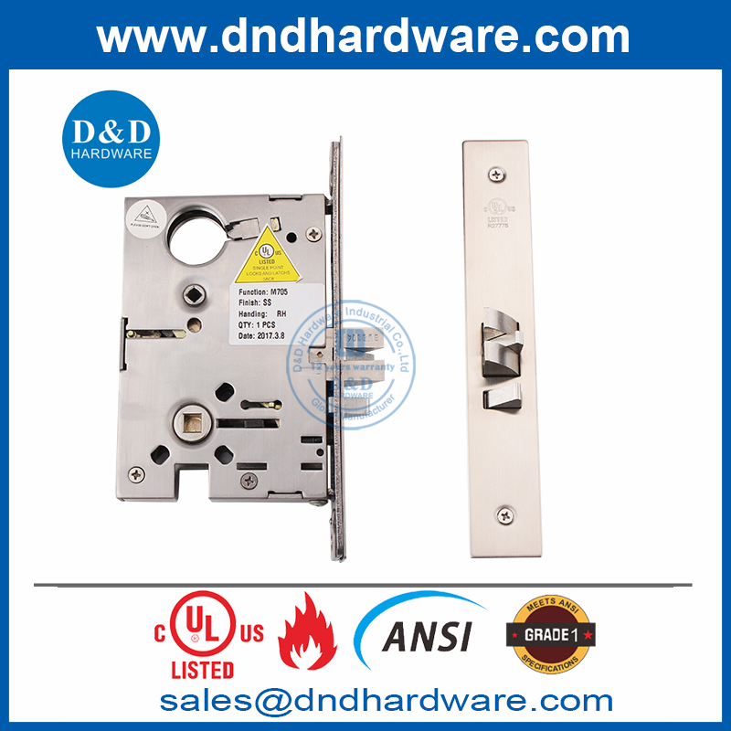 ANSI Grade 1 UL Fireproof Classroom Door Lock with Auxiliary Latchbolt-DDAL05 F05