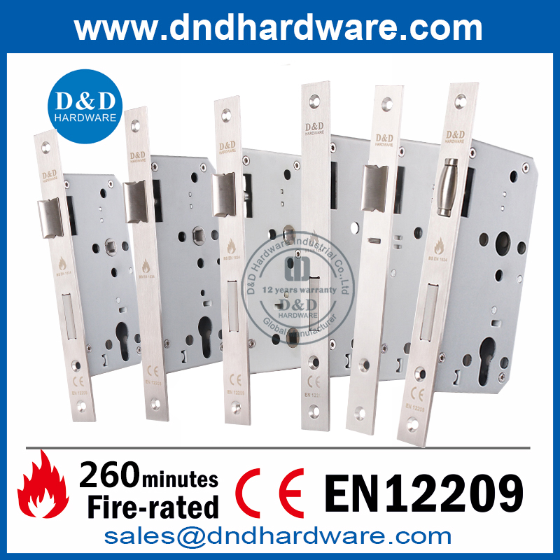 Building Hardware EN12209 Fire Door Lock SUS304 Bathroom Door Locks for Hotel DDML012