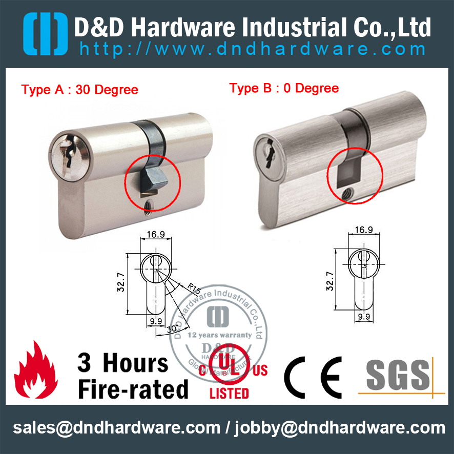 Solid Brass Turn Lock Cylinder-DDLC007