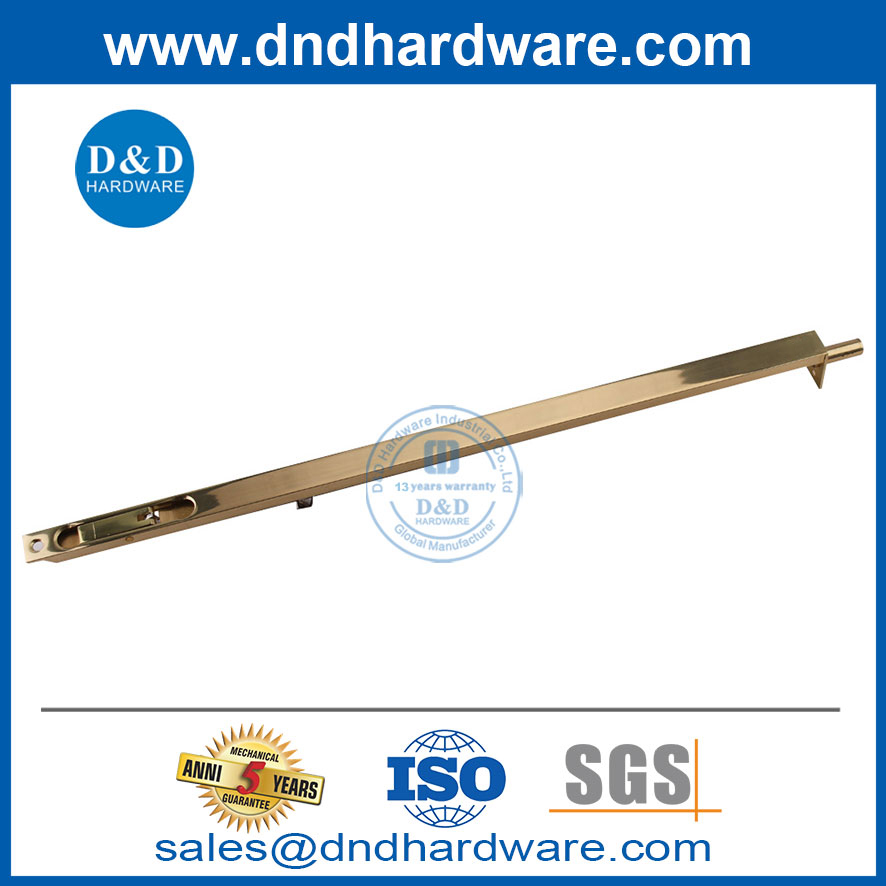 Brass 12” Hidden Polished Gold Flush Bolt for House Front Door-DDDB002