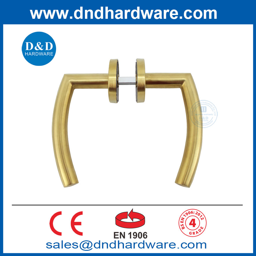 Satin Brass Lever Handles EN1906 Stainless Steel Gold Front Door Handle-DDTH011