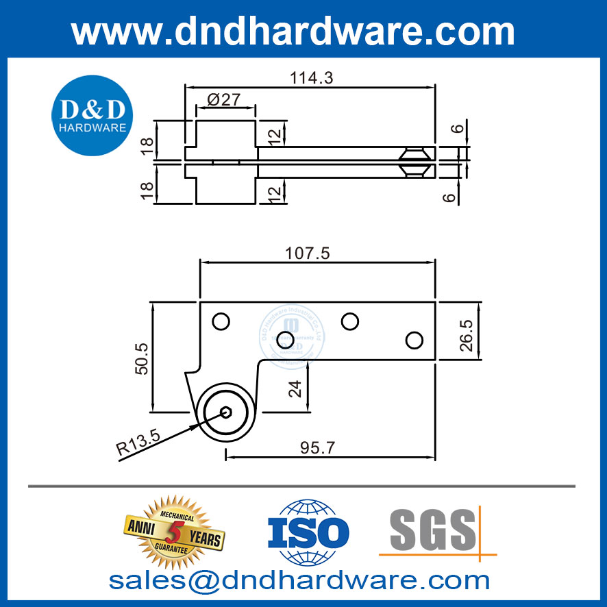 Non Handed Stainless Steel Heavy Duty Offset Pivot Door Hinge-DDSS068