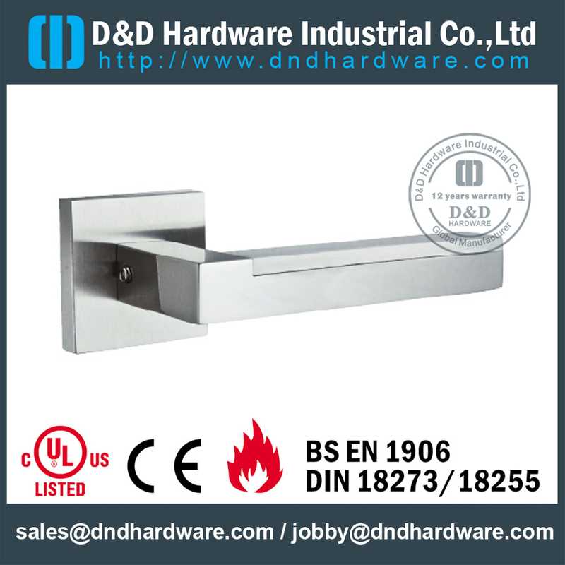 SUS304 good quality square tubular solid lever handle for Entry Door- DDSH178