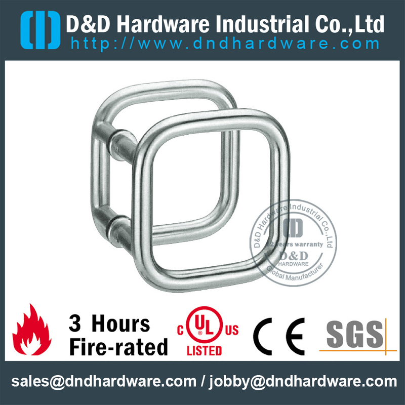 Stainless Steel Double Square Ring Door Pull Handle for Metal Door-DDPH040