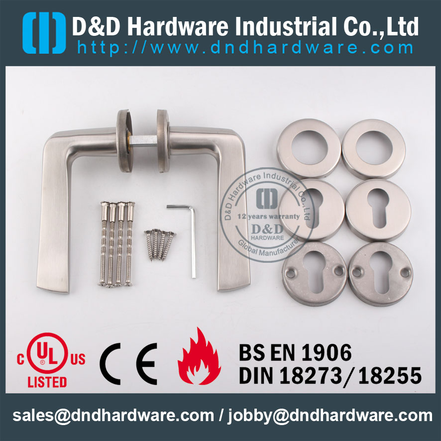 Stainless Steel 304 Modern Lever Handle on Rose Welding Type for Metal Commercial Door-DDTH034
