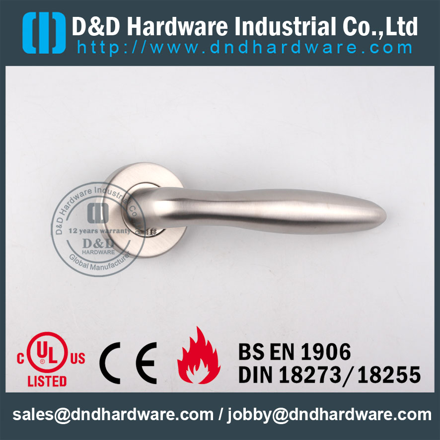 SS316 Internal Chrome Lever Door Handle Hollow Welding for Hotel Single Door-DDTH036