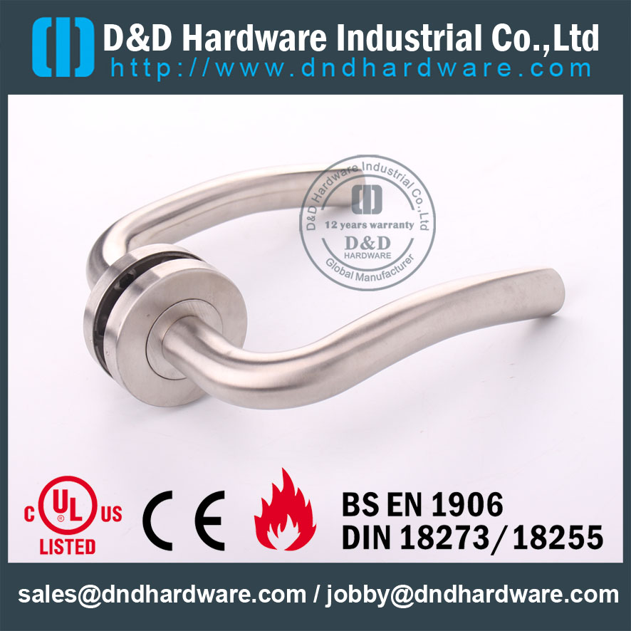 Grade 304 Tube Fire Rated Lever Door Handle for Internal Steel Door with EN1906 -DDTH006