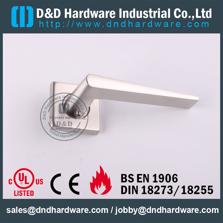 SUS304 Designer Lever Handle on Rose for Hollow Metal Doors with PVD-DDSH044