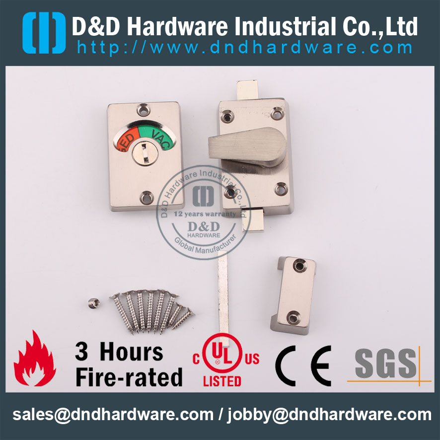 D&D Hardware-Stainless Steel Bathroom Door Thumb Turn with Indicator DDIK005
