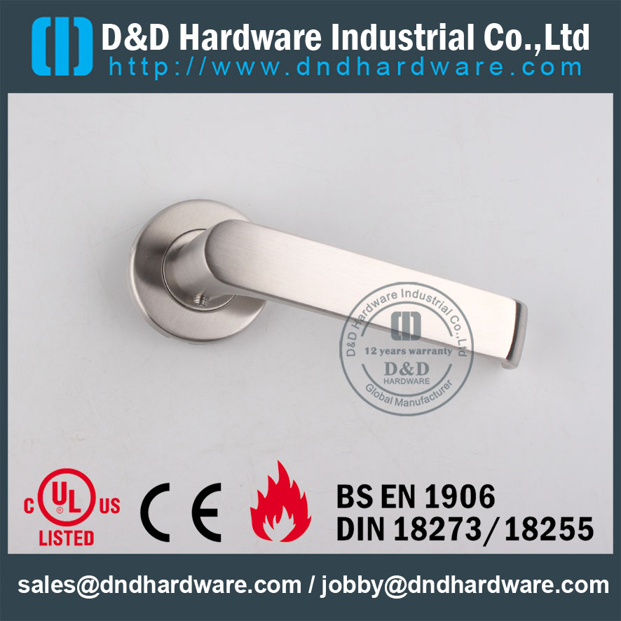 SUS316 U Shape Chrome Solid Lever Handle for External Fire-Rated Doors -DDSH036