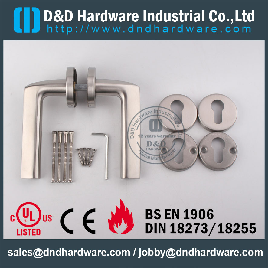 316 Grade L Shape Solid Lever Door Handle for Front Steel Doors-DDSH016
