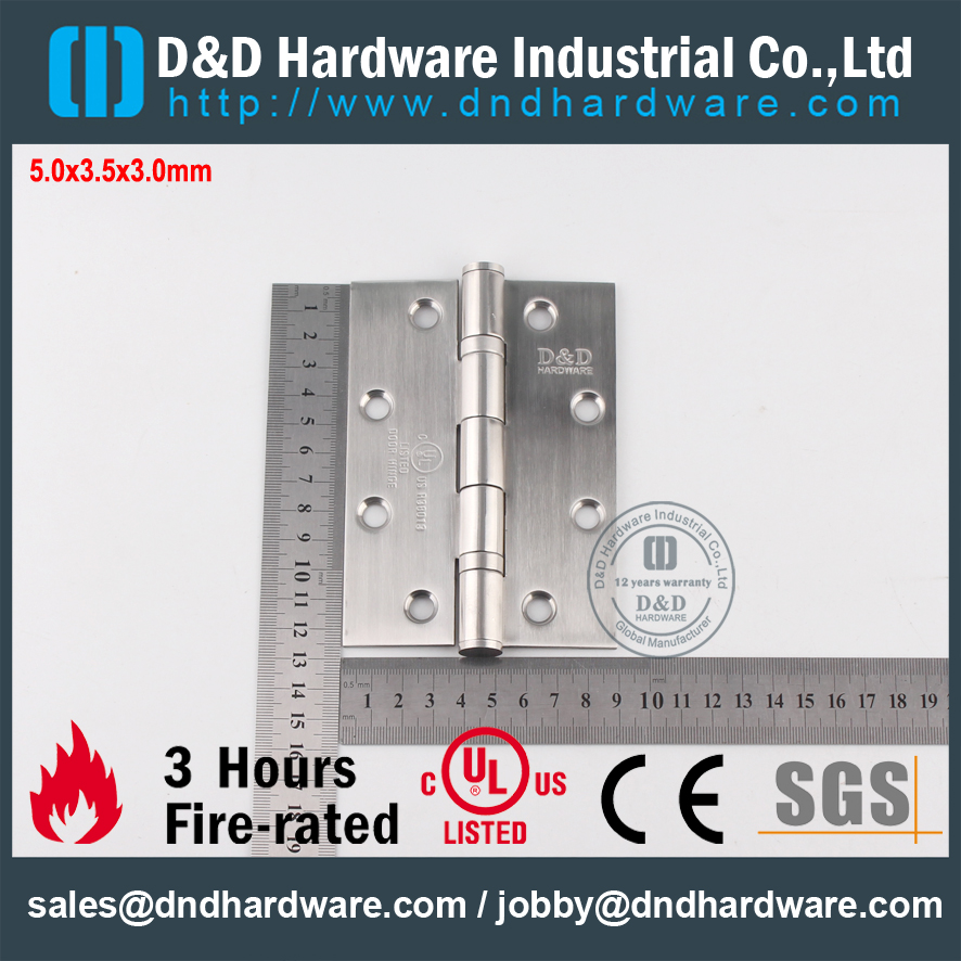 SS304 UL Fire Rated 2BB Hinge-DDSS005-FR-5x3.5x3.0mm