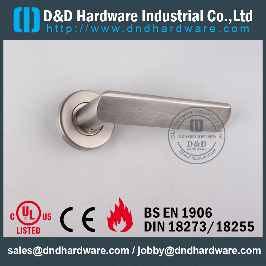 Commercial Stainless Steel Cast Solid Lever Handle on Rose for Office Doors -DDSH011