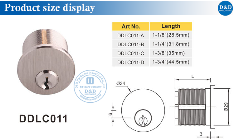 LC011 Lock size