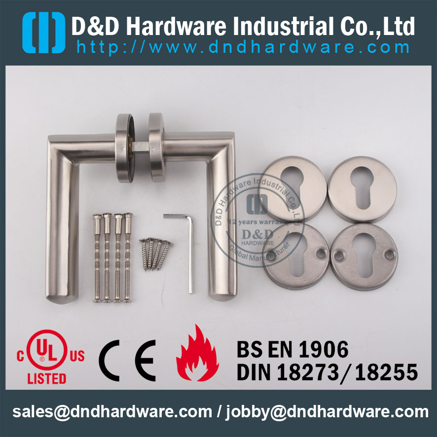 Commercial Stainless Steel Cast Solid Lever Handle on Rose for Office Doors -DDSH011