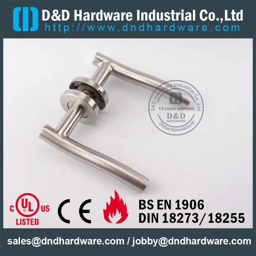 Grade 201 Tubular Fire Rated Hollow Lever Door Handle for Front Metal Door -DDTH007