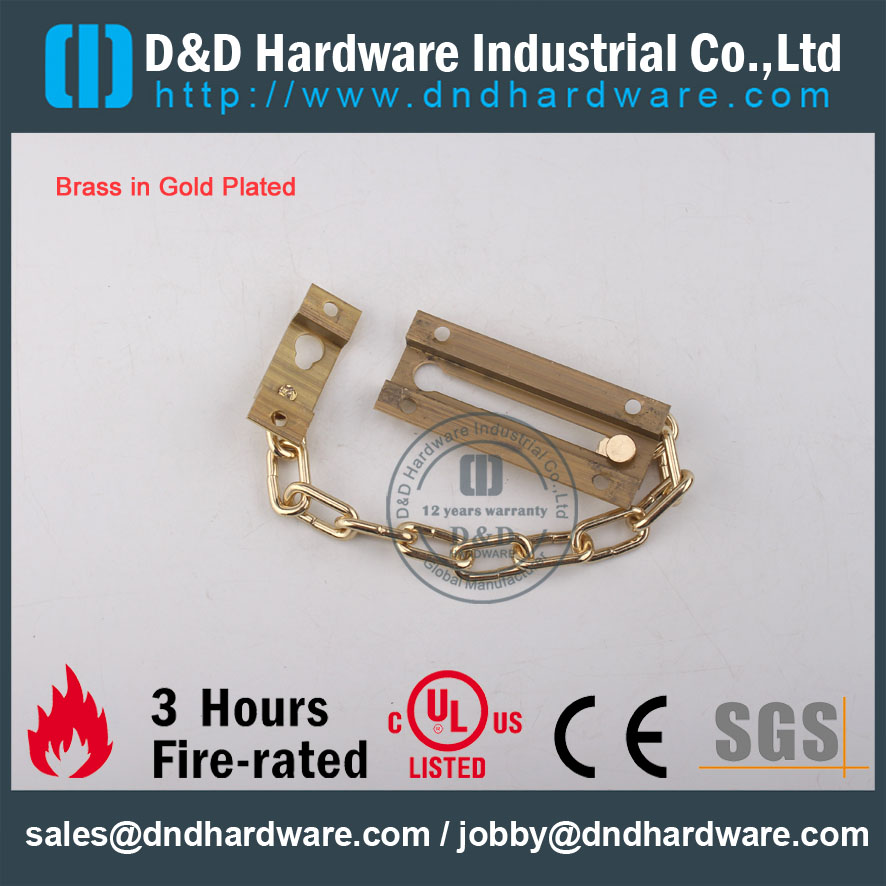 D&D Hardware-Brass in Gold Plated SS304 Door chain DDDG005