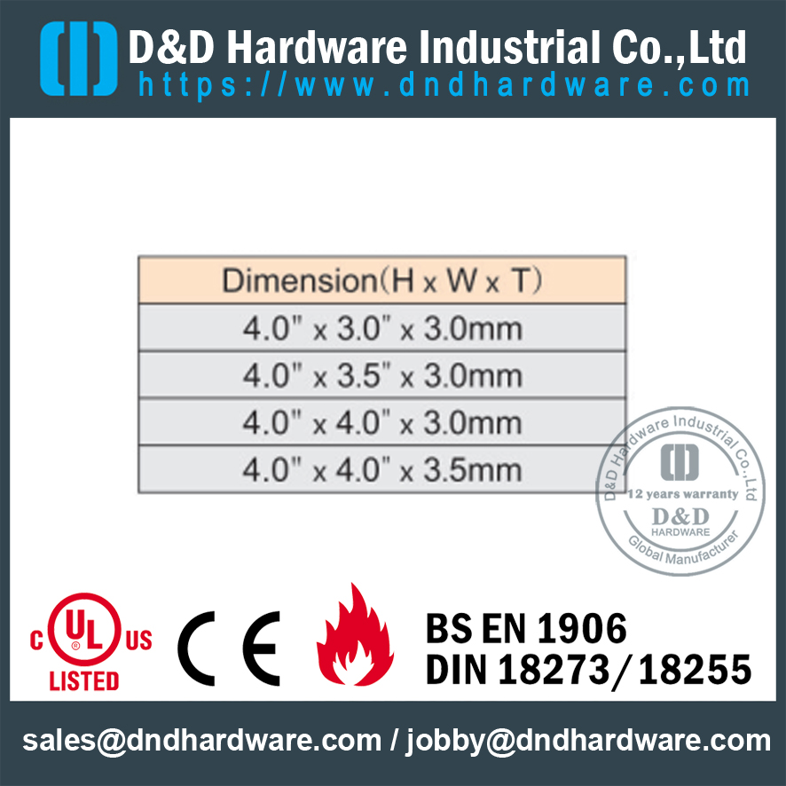 DDBH010-Solid Brass 3 Knuckle Hinge for Office Doors 