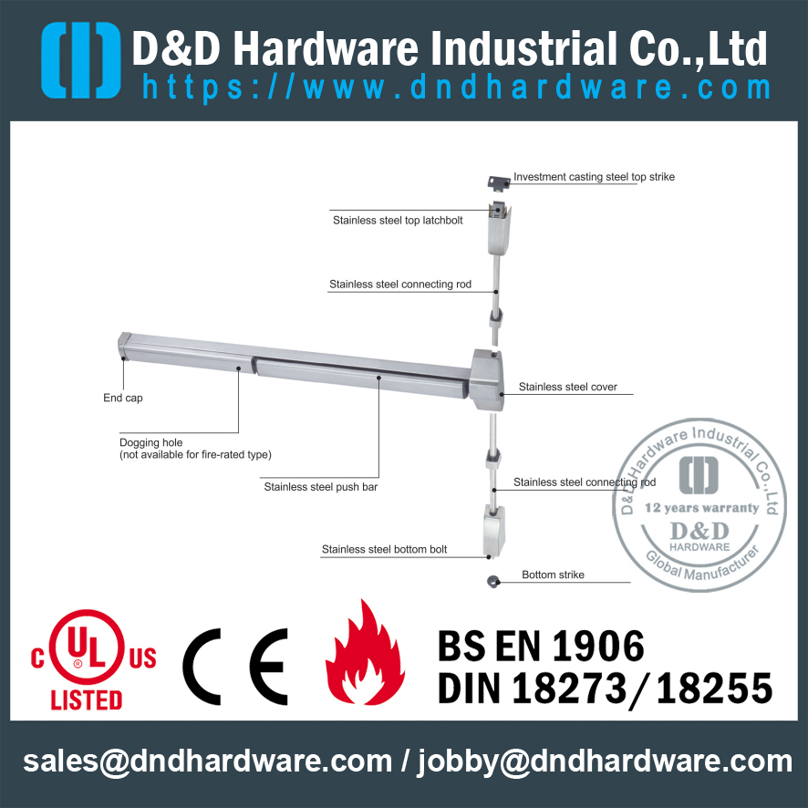 European Escutcheon Lever Trim with Fire rated for Commercial Double Steel Door -DDPD015