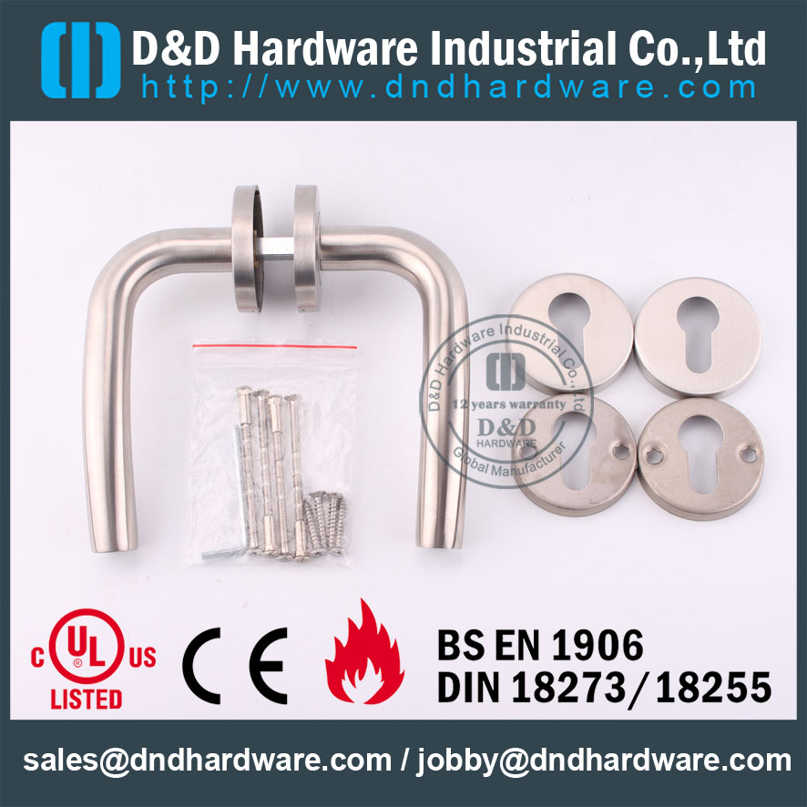 Grade 304 Tube Fire Rated Lever Door Handle for Internal Steel Door with EN1906 -DDTH006